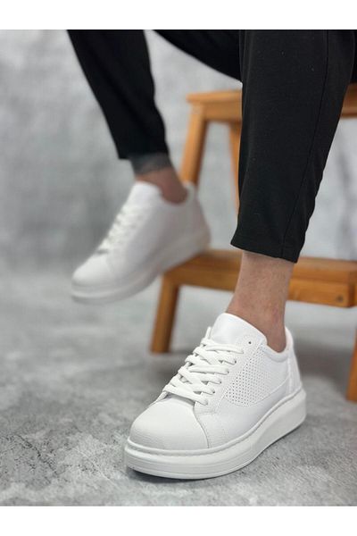 Byshoes Ba0423 Boa Thick High Sole White Lace-Up Sports Men's Shoes