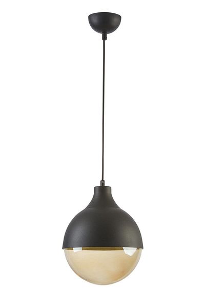 Modavize Vera Modern Living Room - Black Single Chandelier with Honey Colored Globe Glass - Kitchen and Bedroom