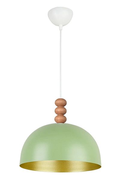 Modavize Neo Modern Design Wooden Detailed Metal Cafe - Kitchen Green Color Single Chandelier (28 cm)