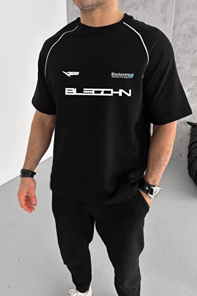 FUWEAR Tricou oversize din bumbac pieptănat cu mâneci raglan Black Energy, cu...