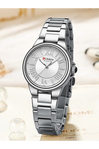 Curren 9091 Elegant Women Quartz Watch Stainless Steel Band Waterproof Simple Casual Watch with free