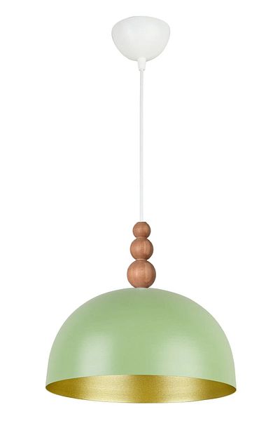 Modavize Neo Modern Design Wooden Detailed Metal Cafe - Kitchen Green Color Single Chandelier (28 cm)