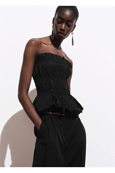 MANGO Woman Lace Strapless Blouse