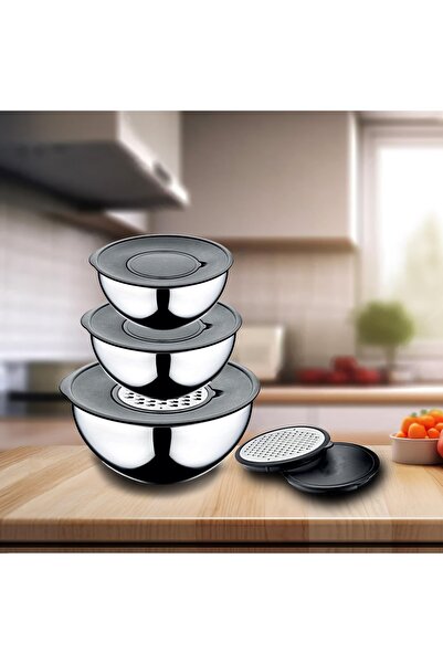 ADA 9 Pieces Mixing and Storage Bowl with Grater (16-20-24 cm)