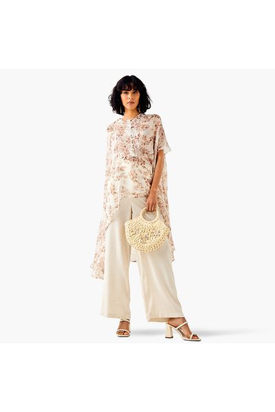 Iconic All-Over Floral Print High Low Cape Top