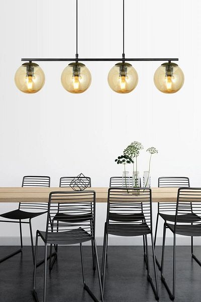 Modavize Caesar Living Room - Special Design 4 Row Honey Globe Glass Pendant Chandelier - Kitchen and Bedroom