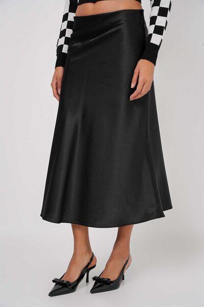 Bigdart Big Dart Yüksek Bel Saten Etek