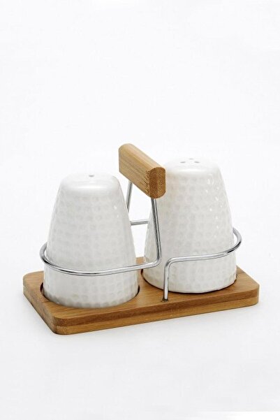 Fame Kıtchen Fame Kitchen Bambu Standlı Porselen Tuzluk Seti