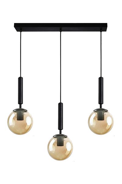 Modavize Carla Black Living Room - 3-Piece Chandelier Kitchen and Cafe Honey Glass Row Set