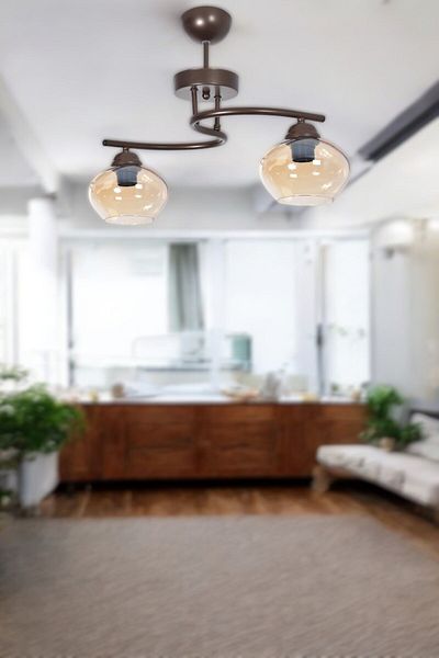Modavize Fuji living Room - 2-piece Chandelier Set - Brown Color, Case Honey Glass, Bedroom - Kitchen