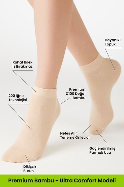 Dore Original Women's 3 Pairs Bamboo Ultra Comfort Anti-Sweat Sports Shoes Sneaker Premium Booties Socks
