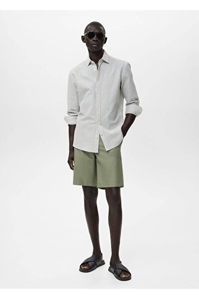 MANGO Man Regular fit çizgili dokulu gömlek