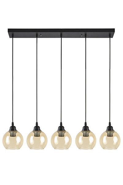 Modavize Opvik Modern Design 5-Piece Black Chandelier Set - Honey Glass Row Living Room and Kitchen Bedroom