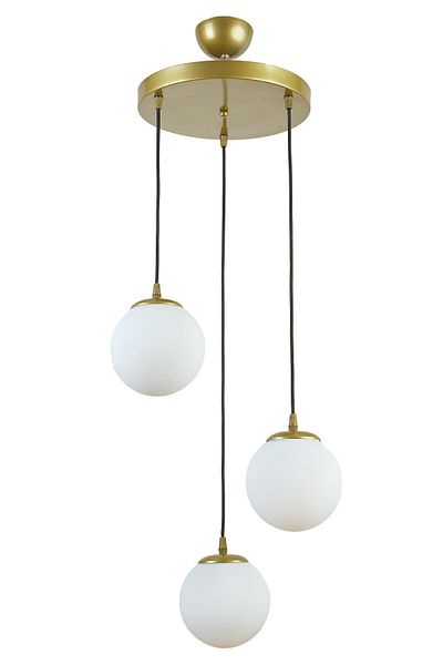 Modavize Candy Modern Design - White Glass 3-Piece Chandelier - Cafe, Kitchen, Living Room - Antique Color