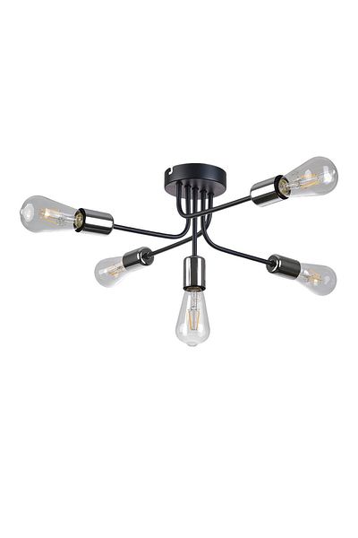 Modavize Pony Modern 5-Piece Chandelier - Black and Gray Lampholder for Living Room, Kitchen, Bedroom