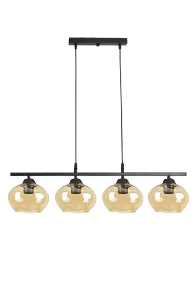 Modavize Albert Modern Living Room - 4-Piece Black Color Row Honey Glass Dining Table Set