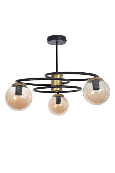 Modavize Planet Modern Design - Living Room Dining Room, Glass Black Pendant Lamp, 3-Piece Chandelier Set