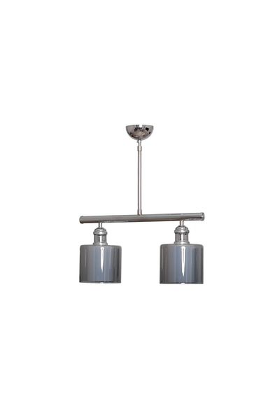 Modavize Sima Modern Decorative 2-Piece Chrome Chandelier - Smoked Double Glass Row Living Room and Kitchen Set