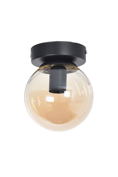 Modavize Çaça Modern Living Room - Black Colored Globe Honey Glass Ceiling Plophonier Chandelier - Kitchen and Hallway