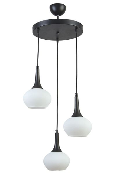 Modavize Nero Black and White Glass 3-Piece Chandelier - Modern Design Cafe Kitchen Living Room
