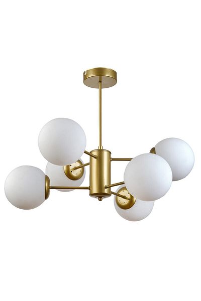 Modavize Modern Seoul Design - Living Room Dining Room Kitchen, 6-Piece White Glass Row Chandelier
