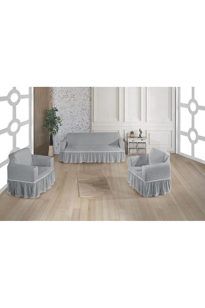 Stylish Home HUSE CREPONATE PENTRU CANAPELE 3-1-1 -GRAY