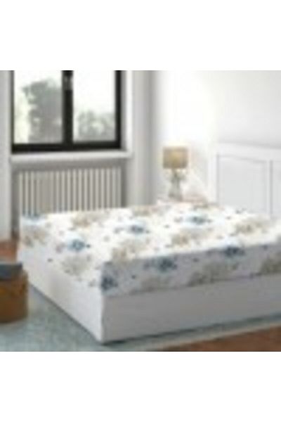 Pucioasa Fitted sheet 100% cotton, 180x200cm, Floral Blue