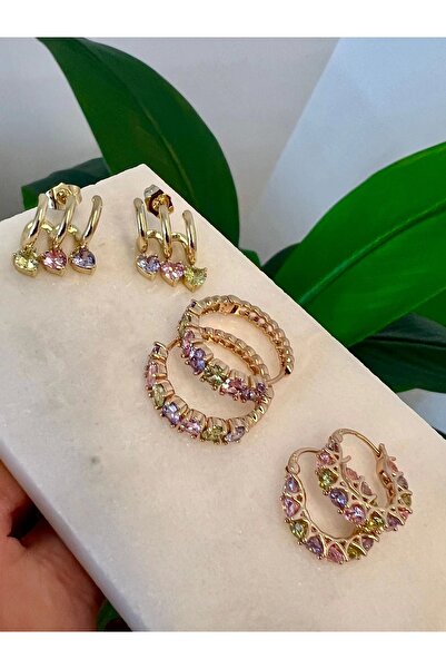 Badiva.Co Xuping Renkli Taşlı Vıp Seri Halka Küpe 3 Cm