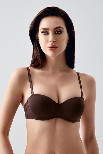 C&City Σουτιέν Push-up με επένδυση στράπλες C17055 Καφέ