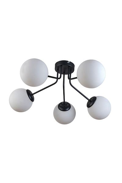 Modavize Flora Modern Design - Set of 5 Black and White Glass Chandelier Living Room, Kitchen, Bedroom