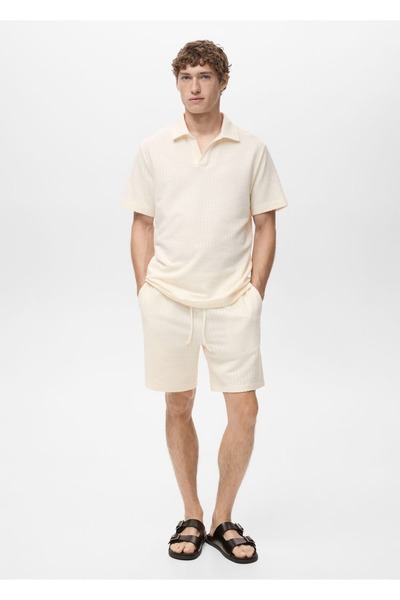 MANGO Man Gofre pamuklu polo gömlek