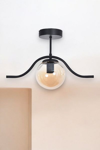 Modavize Meta Living Room Black Single Chandelier - Kitchen Bedroom Hall - Glass