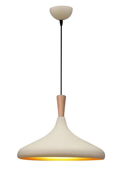 Modavize Nil Modern Design Wooden Detailed Metal Cafe - Kitchen Cream Color Single Chandelier (35 cm)