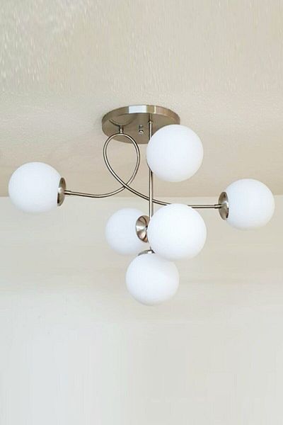 Modavize Jade Modern White Glass Chrome 6-Piece Chandelier - Special Living Room Kitchen Bedroom Design