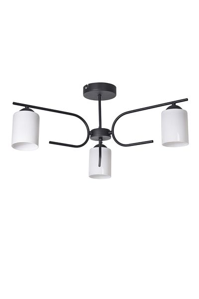 Modavize Aloha Modern Design Living Room Bedroom Kitchen Black Color 3-Piece Chandelier with White Glass