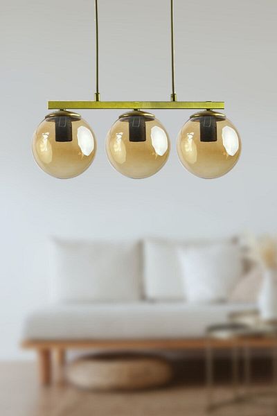 Modavize Caesar Honey Glass - Modern Antique Design 3-Piece Chandelier Set - Kitchen and Bedroom