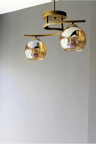 Modavize Fuji Modern 2-Piece Chandelier - Living Room, Kitchen, Bed and Room Antique Color Honey Glass