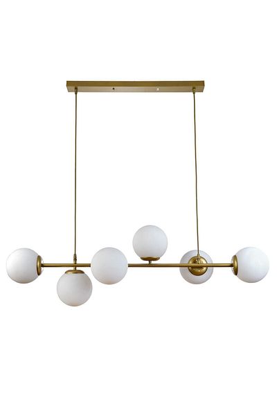 Modavize Milano Modern Design - Living Room Dining Room 6-Piece Chandelier, White Glass and Row Kitchen Antique