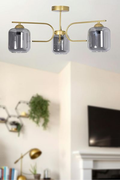 Modavize Aloha Modern Design Living Room Bedroom Kitchen Antique Color Smoked Glass 3-Piece Chandelier
