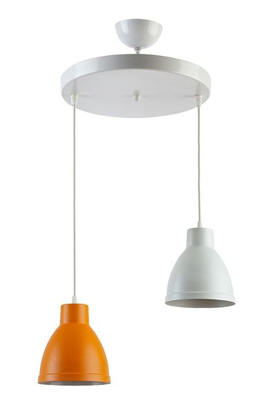 Modavize Enzo Modern Special Design - Orange White 2-Piece Pendant Lamp Chandelier, Cafe Kitchen Living Room Color
