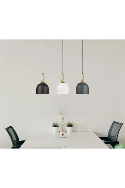 Modavize Reina 3-Piece Modern Decorative Chandelier - Anthracite Black and White Pendant Lamp Row Cafe Kitchen Living Room Set