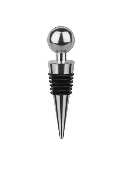 OEM Wine and alcohol bottle stopper, 9 cm, plastic and rubber, silver/black