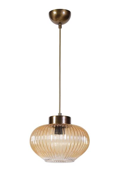 Modavize Modern Living Room Chandelier - Honey Glass Single Chandelier for Kitchen and Bedroom
