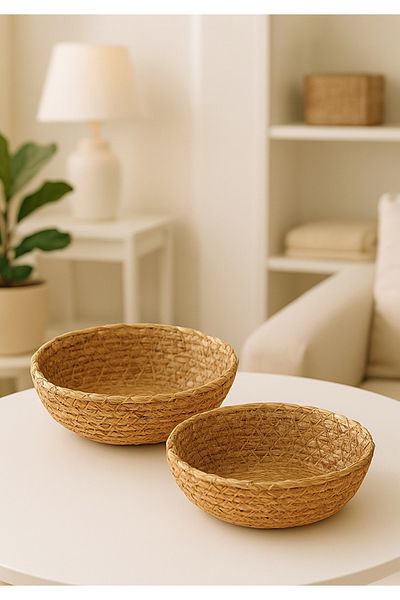 HOMİNG Homing 2-Piece Wicker Organizer Basket 13 cm