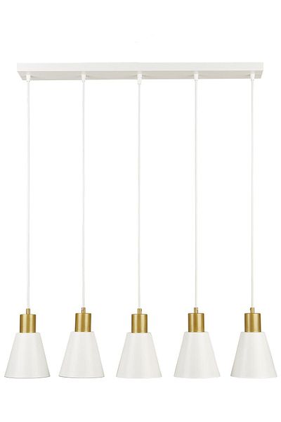 Modavize White Colored Gold Detailed 5-Piece Chandelier Set for Modern Cafe Kitchen Living Room