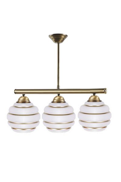 Modavize Retro Living Room Kitchen Bedroom - White Gold Glass Triple Rustic Chandelier