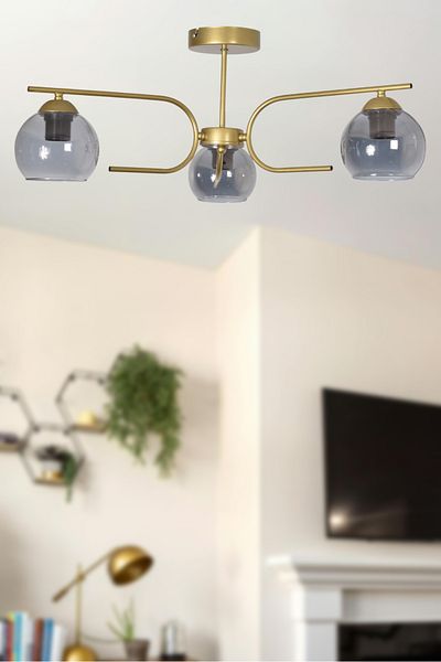 Modavize Aloha Modern Design Living Room Bedroom Kitchen Antique Color Smoked Glass 3-Piece Chandelier