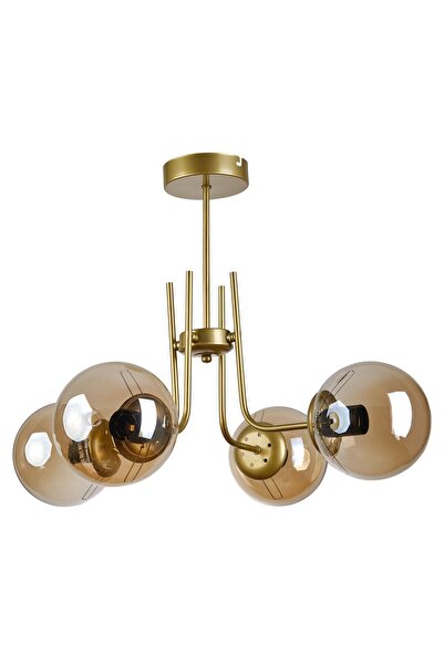 Modavize Vien Modern Tasarım Salon Yemek Odası Mutfak Eskitme Renk Bal Camlı Sarkıt 4 Lü Avize