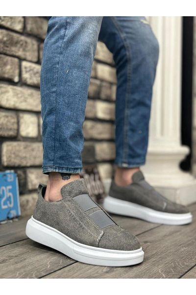 Byshoes BA0307 BOA Thick Suede High Sole Double Tape Gray Men's Shoes