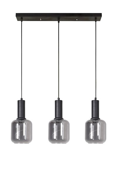 Modavize Tanem Modern Design Living Room Kitchen Cafe Black Color Smoked Glass 3-Piece Chandelier
